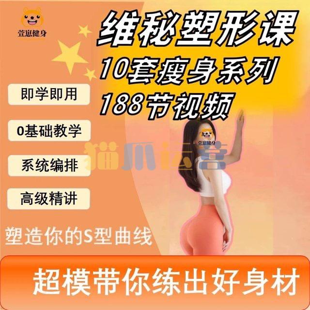 188节维密瘦身塑形课瑜伽普拉提马甲线养成减脂训练课程视频培训-猫爪运营资源站