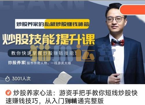 【炒股养家心法】《游资手把手教你短线炒股快速赚钱技巧,从入门到精通完整版》-猫爪运营资源站