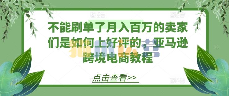 不能刷单了月入百万的卖家们是如何上好评的,亚马逊出海电商教程-猫爪运营资源站