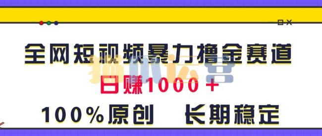 全网短视频暴力撸金赛道,日入1000+!原创玩法,长期稳定【项目拆解】-猫爪运营资源站