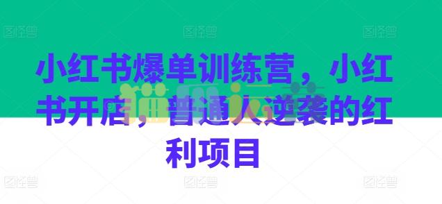 小红书爆单训练营,小红书开店,普通人逆袭的红利项目_可乐小红书电商-猫爪运营资源站
