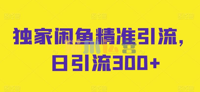 独家闲鱼精准引流,日引流300+【项目拆解】-猫爪运营资源站