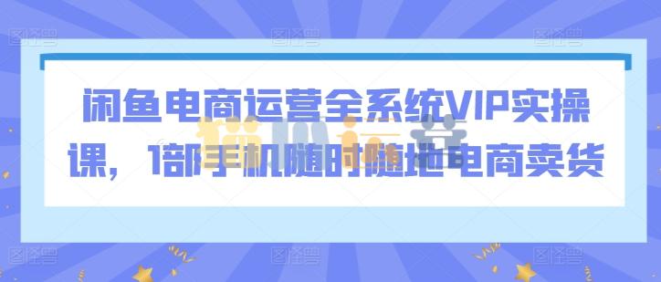 闲鱼电商运营全系统VIP实操课,1部手机随时随地电商卖货-猫爪运营资源站