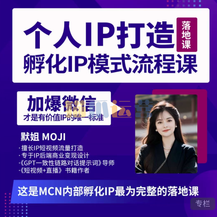 默姐・老板商业IP孵化流程课,30天IP出圈计划,完整的个人IP短视频落地课程-猫爪运营资源站