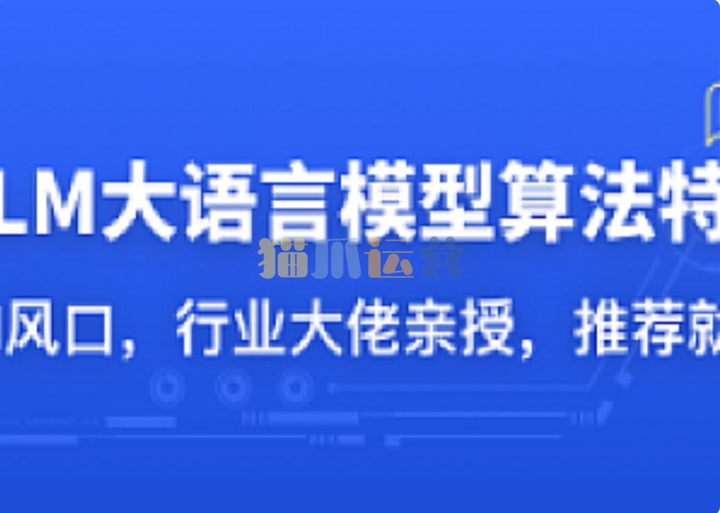 LLM大语言模型算法特训 带你转型AI大语言模型算法工程师-猫爪运营资源站