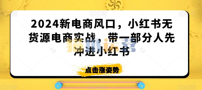 2024新电商风口,小红书无货源电商实战,带一部分人先冲进小红书-猫爪运营资源站