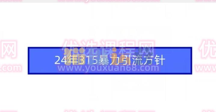 24年315暴力引流方针-猫爪运营资源站