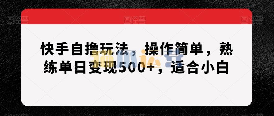 快手自撸玩法,操作简单,熟练单日变现500+,适合小白【揭秘】-猫爪运营资源站