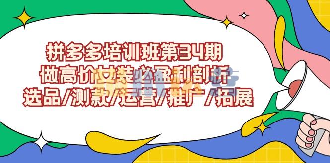 拼多多培训班第34期:做高价女装必盈利剖析 选品/测款/运营/推广/拓展-猫爪运营资源站