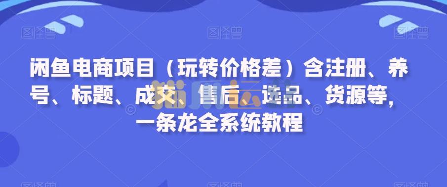 闲鱼电商项目(玩转价格差)含注册、养号、标题、成交、售后、选品、货源等,一条龙全系统教程-猫爪运营资源站