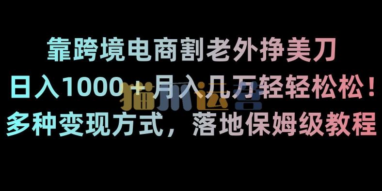 靠跨境电商割老外挣美刀,日入1000+月入几万轻轻松松!多种变现方式,落地保姆级教程【揭秘】-猫爪运营资源站