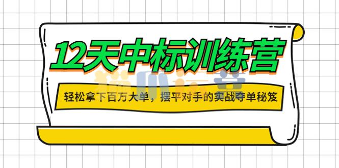 张金洋12天中标训练营,大客户销售业绩提升-猫爪运营资源站