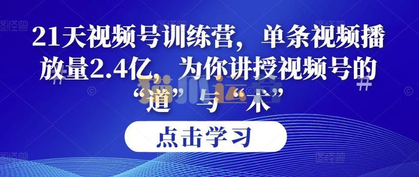 第14期21天视频号训练营,单条视频播放量2.4亿,为你讲授视频号的“道”与“术”!-猫爪运营资源站