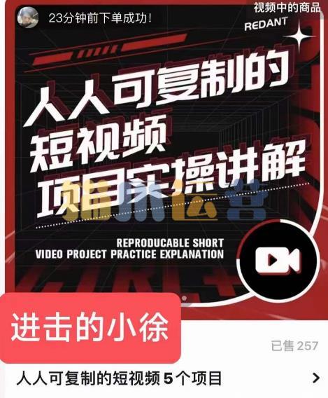 进击的小徐・人人可复制的短视频5个项目,实操讲解年销售额八位数级别项目-猫爪运营资源站