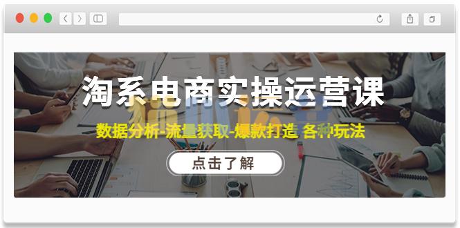 淘系电商实操运营课,数据分析-流量获取-爆款打造各种玩法-猫爪运营资源站